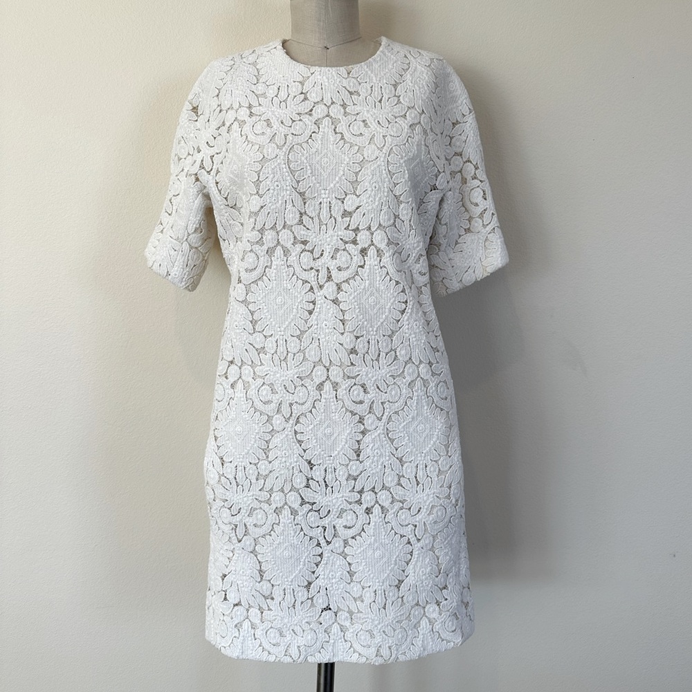 Chloe Milk Lace Mini Mod Dress 36 Small